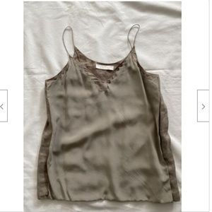 Chloe Gray Layered Linen and Silk Cami Tank S